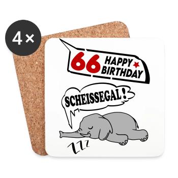Geburtstag 66 Jahre Birthday Elefant Scheissegal - Untersetzer (4er-Set) - Weiß - Vorne