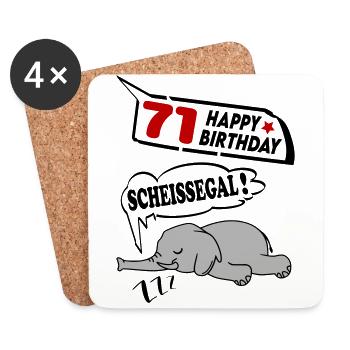 Geburtstag 71 Jahre Birthday Elefant Scheissegal - Untersetzer (4er-Set) - Weiß - Vorne