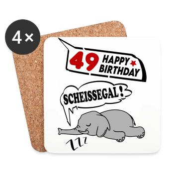 Geburtstag 49 Jahre Birthday Elefant Scheissegal - Untersetzer (4er-Set) - Weiß - Vorne