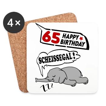 Geburtstag 65 Jahre Birthday Elefant Scheissegal - Untersetzer (4er-Set) - Weiß - Vorne