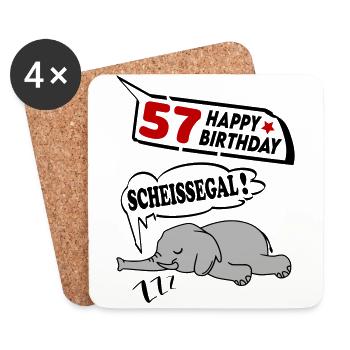 Geburtstag 57 Jahre Birthday Elefant Scheissegal - Untersetzer (4er-Set) - Weiß - Vorne