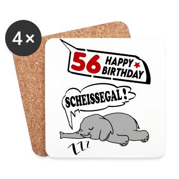 Geburtstag 56 Jahre Birthday Elefant Scheissegal - Untersetzer (4er-Set) - Weiß - Vorne