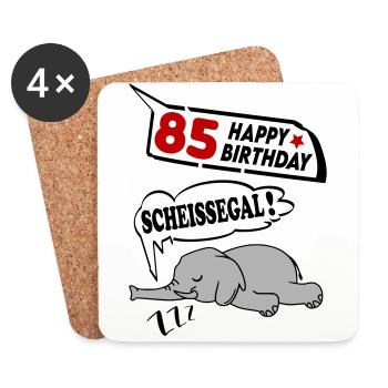Geburtstag 85 Jahre Birthday Elefant Scheissegal - Untersetzer (4er-Set) - Weiß - Vorne