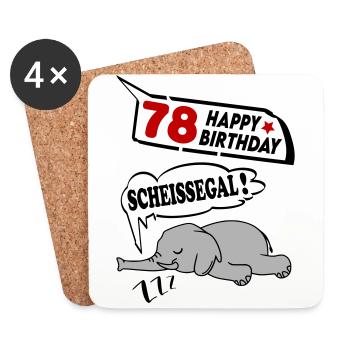 Geburtstag 78 Jahre Birthday Elefant Scheissegal - Untersetzer (4er-Set) - Weiß - Vorne