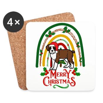 süßer deutscher Boxer Weihnachten - Untersetzer (4er-Set) - Weiß - Vorne