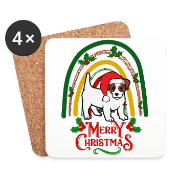 Sweet Russell Terrier Noël Kawaii - Dessous de verre (lot de 4) - blanc - Devant