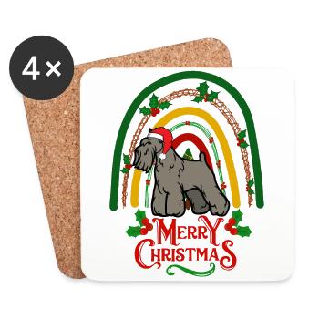 Schnauzer Chien de Noël - Dessous de verre (lot de 4) - blanc - Devant