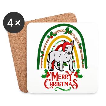 Süßer Bullterrier Liebhaber Kawaii Weihnachten - Untersetzer (4er-Set) - Weiß - Vorne