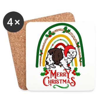 Cymric Chat Noël - Dessous de verre (lot de 4) - blanc - Devant