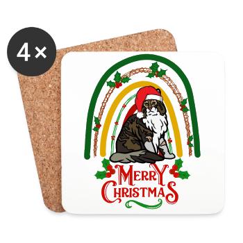 Maine Coon Cat Christmas - Coasters (set of 4) - white - Front