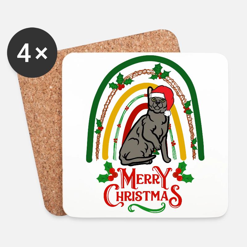 Korat Katze Weihnachten - Untersetzer (4er-Set) - Weiß