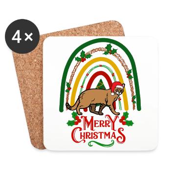 Chausie Cat Christmas Chausie - Coasters (set of 4) - white - Front