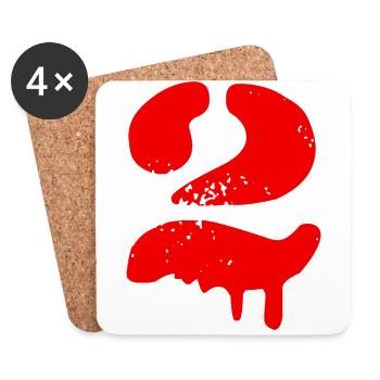 2 Zahl Symbol - Untersetzer (4er-Set) - Weiß - Vorne