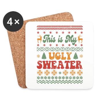 My Ugly Sweater - Ugly Xmas /Christmas/Weihnachten - Untersetzer (4er-Set) - Weiß - Vorne