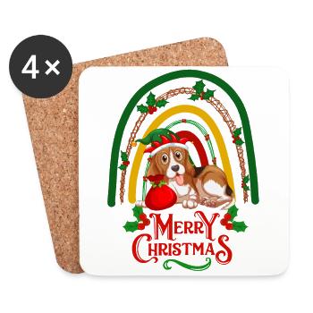 Christmas Beagle wishes Merry Christmas - Coasters (set of 4) - white - Front