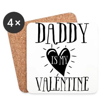DADDY is my Valentine Valentinstag Papa - Untersetzer (4er-Set) - Weiß - Vorne
