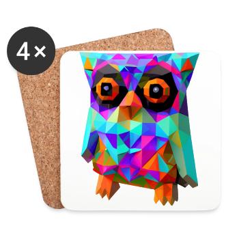Hibou polygonal - Dessous de verre (lot de 4) - blanc - Devant