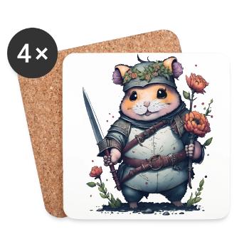 Hamster Samurai: Héros de hamster ninja - Dessous de verre (lot de 4) - blanc - Devant