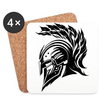 Spartaner Helm Krieger Gladiator Sparta - Untersetzer (4er-Set) - Weiß - Vorne
