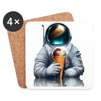 Waffle Ice Cream Astronaut - Coasters (set of 4) - white - Front