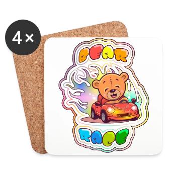Course de l'ours en peluche 1 - Dessous de verre (lot de 4) - blanc - Devant