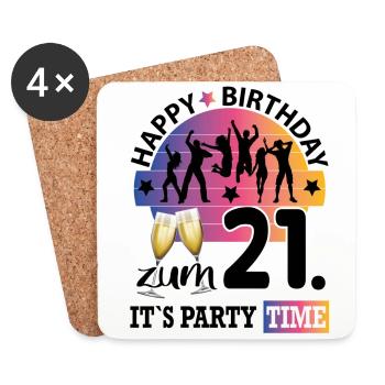 Geburtstag 21 Party People Fete Dancing Tanzen - Untersetzer (4er-Set) - Weiß - Vorne