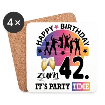 Geburtstag 42 Party People Fete Dancing Tanzen - Untersetzer (4er-Set) - Weiß - Vorne