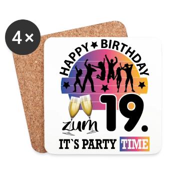 Geburtstag 19 Party People Fete Dancing Tanzen - Untersetzer (4er-Set) - Weiß - Vorne