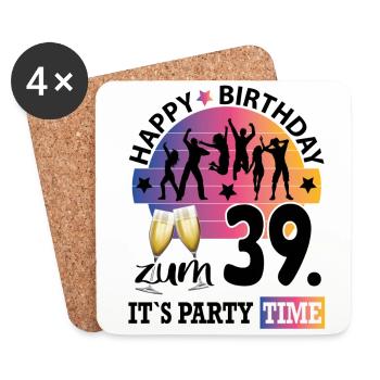 Geburtstag 39 Party People Fete Dancing Tanzen - Untersetzer (4er-Set) - Weiß - Vorne