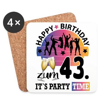 Geburtstag 43 Party People Fete Dancing Tanzen - Untersetzer (4er-Set) - Weiß - Vorne