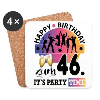 Geburtstag 46 Party People Fete Dancing Tanzen - Untersetzer (4er-Set) - Weiß - Vorne