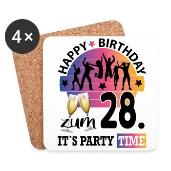 Geburtstag 28 Party People Fete Dancing Tanzen - Untersetzer (4er-Set) - Weiß - Vorne