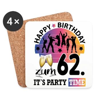 Geburtstag 62 Party People Fete Dancing Tanzen - Untersetzer (4er-Set) - Weiß - Vorne