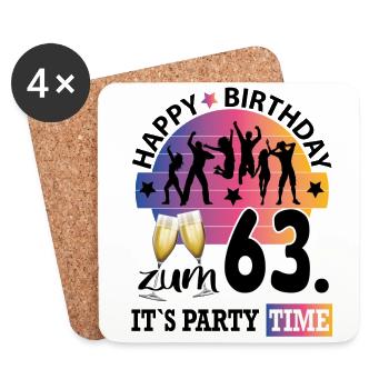 Geburtstag 63 Party People Fete Dancing Tanzen - Untersetzer (4er-Set) - Weiß - Vorne