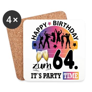 Geburtstag 64 Party People Fete Dancing Tanzen - Untersetzer (4er-Set) - Weiß - Vorne