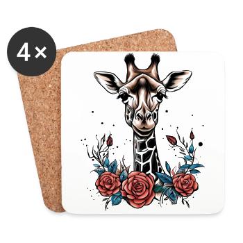 Girafe / Animal / Safari / Afrique / Parc National - Dessous de verre (lot de 4) - blanc - Devant