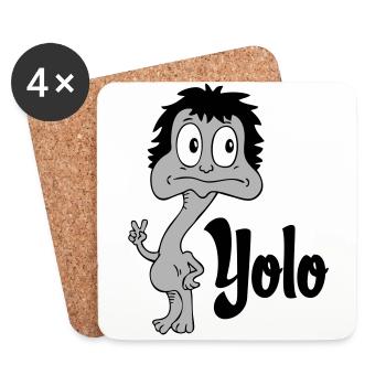 Sprüche Lustige Comic Yolo - Untersetzer (4er-Set) - Weiß - Vorne