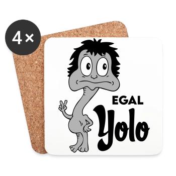 Sprüche Lustige Comic Egal Yolo - Untersetzer (4er-Set) - Weiß - Vorne