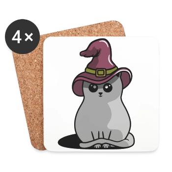 Halloween Katze - Untersetzer (4er-Set) - Weiß - Vorne