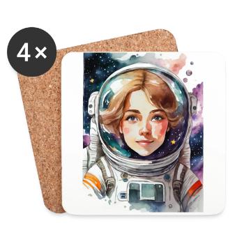 Astronautin - Untersetzer (4er-Set) - Weiß - Vorne