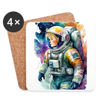 Astronautin Aquarell - Untersetzer (4er-Set) - Weiß - Vorne