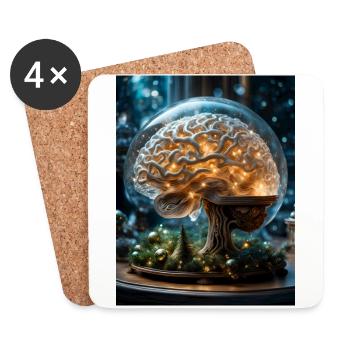 Merry Christmas brain - Coasters (set of 4) - white - Front