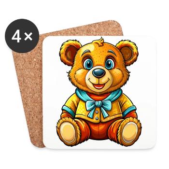Ours en peluche avec pull - Dessous de verre (lot de 4) - blanc - Devant