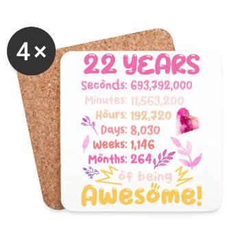 22 years old! Birthday Gift 22nd Birthday - Coasters (set of 4) - white - Front
