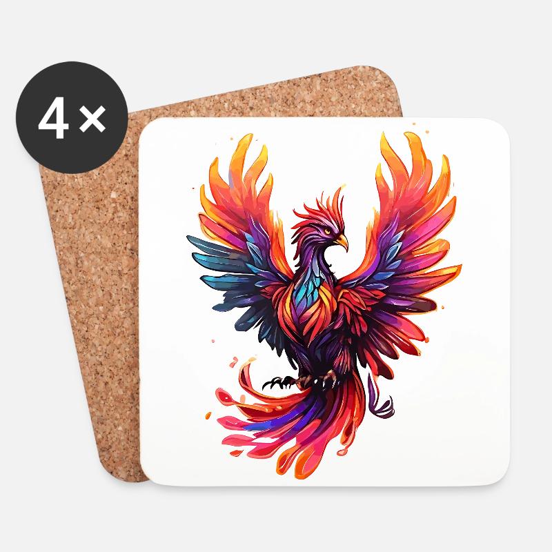 Feuervogel - Untersetzer (4er-Set) - Weiß