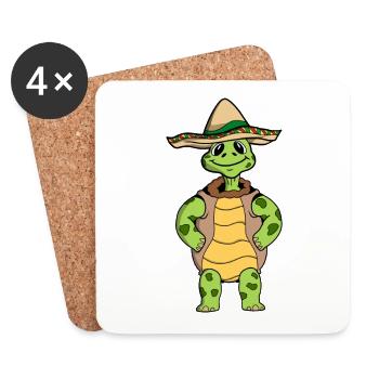 Schildkröte - Untersetzer (4er-Set) - Weiß - Vorne
