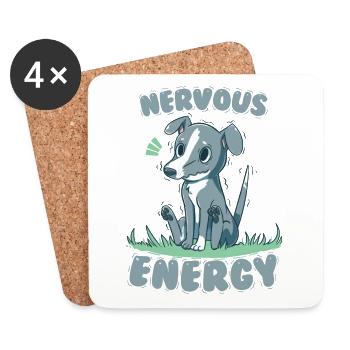 Nervous Energy Greyhound - Coasters (set of 4) - white - Front