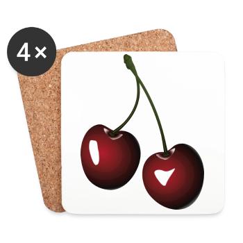Cherry cherries - Coasters (set of 4) - white - Front