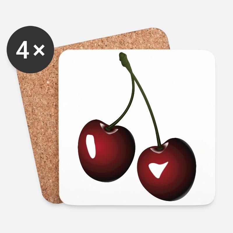 Cherry cherries - Coasters (set of 4) - white