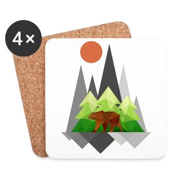Bär in der Wildnis - Untersetzer (4er-Set) - Weiß - Vorne